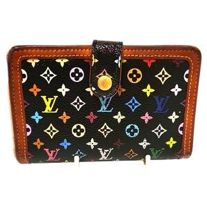 🩷 Murakami Porte-Monnaie Viennois French Kisslock Wallet Black Multicolore LV